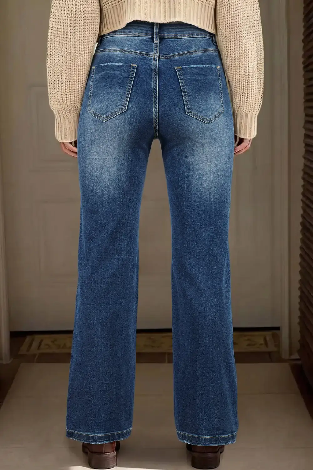 Women's Acid Washed Straight Leg Full Length Casual Jeans