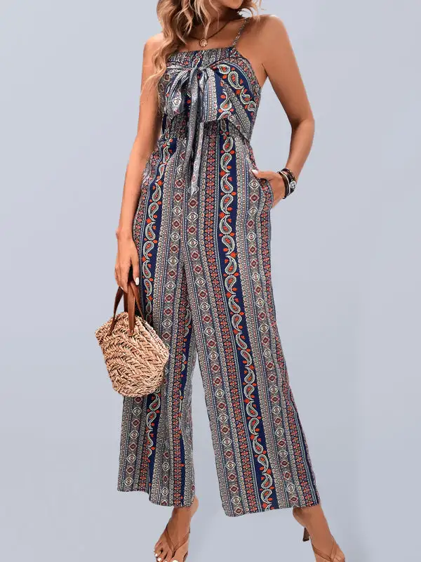 Bohemian Ethnic Print Jumpsuit