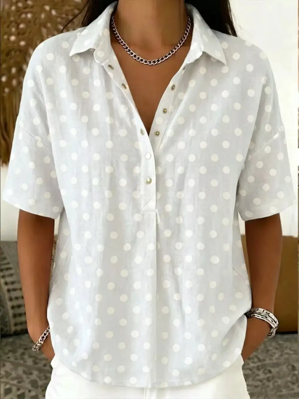 Polka Dot Short Sleeve Shirt