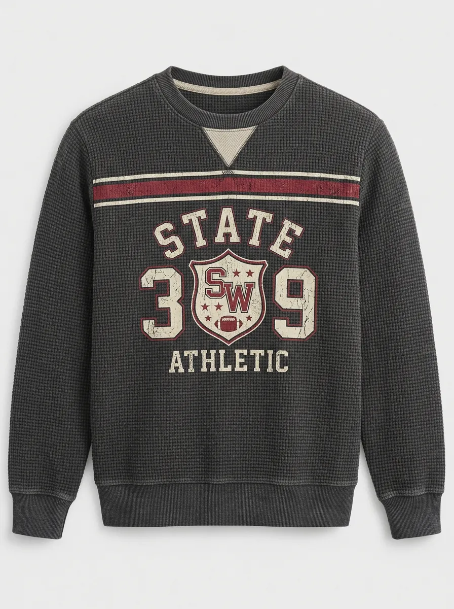 Men's American Football State 309 Athletic Printed Waffle Sweatshirt