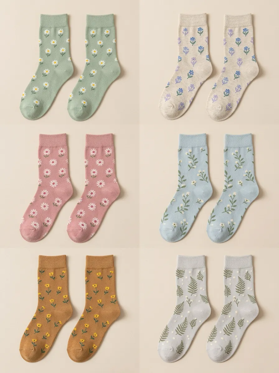 Women's Botanical Floral Crew Sock Set