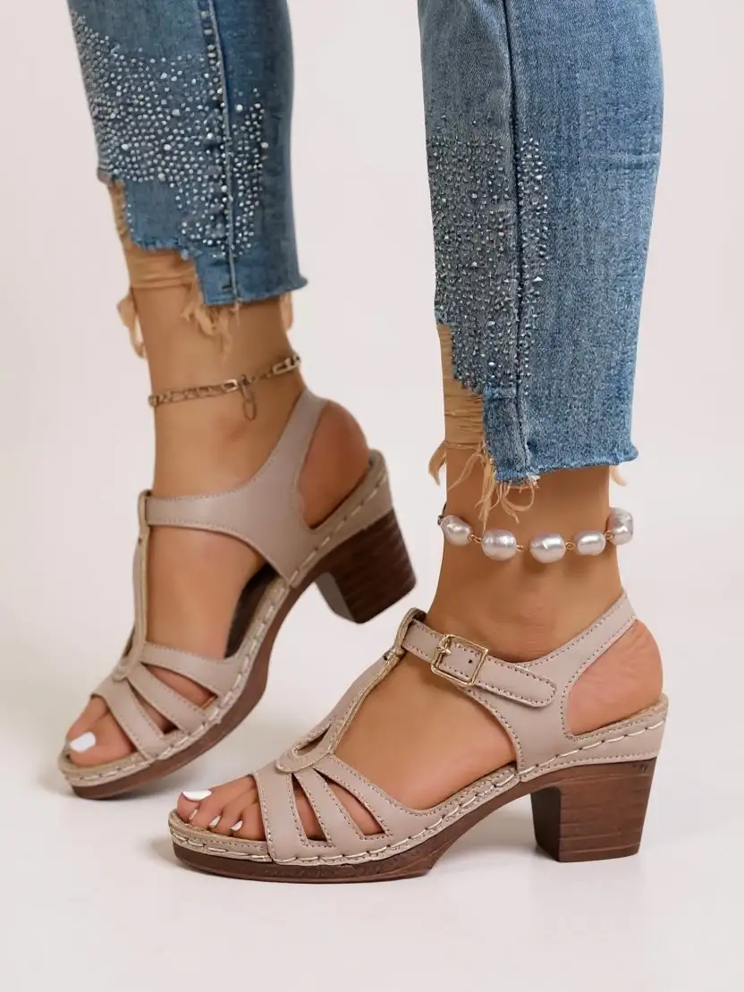  Gladiator Strappy Block Heel Sandals Apparel