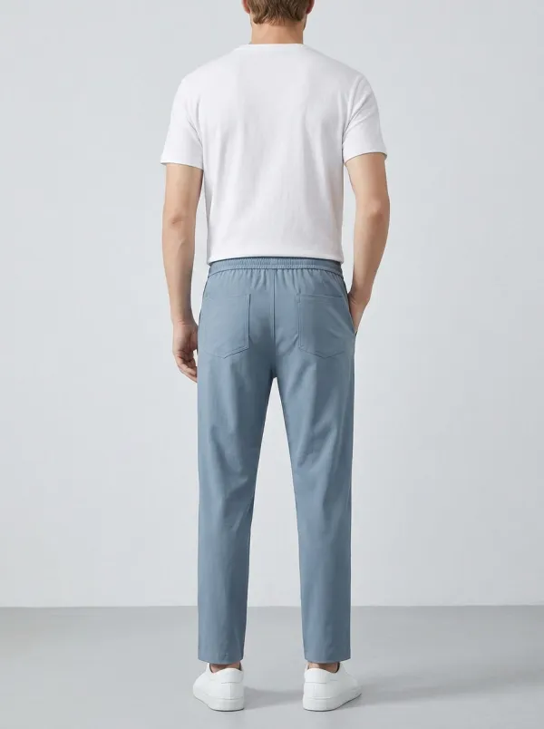 Men's Ice Silk Elastic-Waist Drawstring Casual Pants