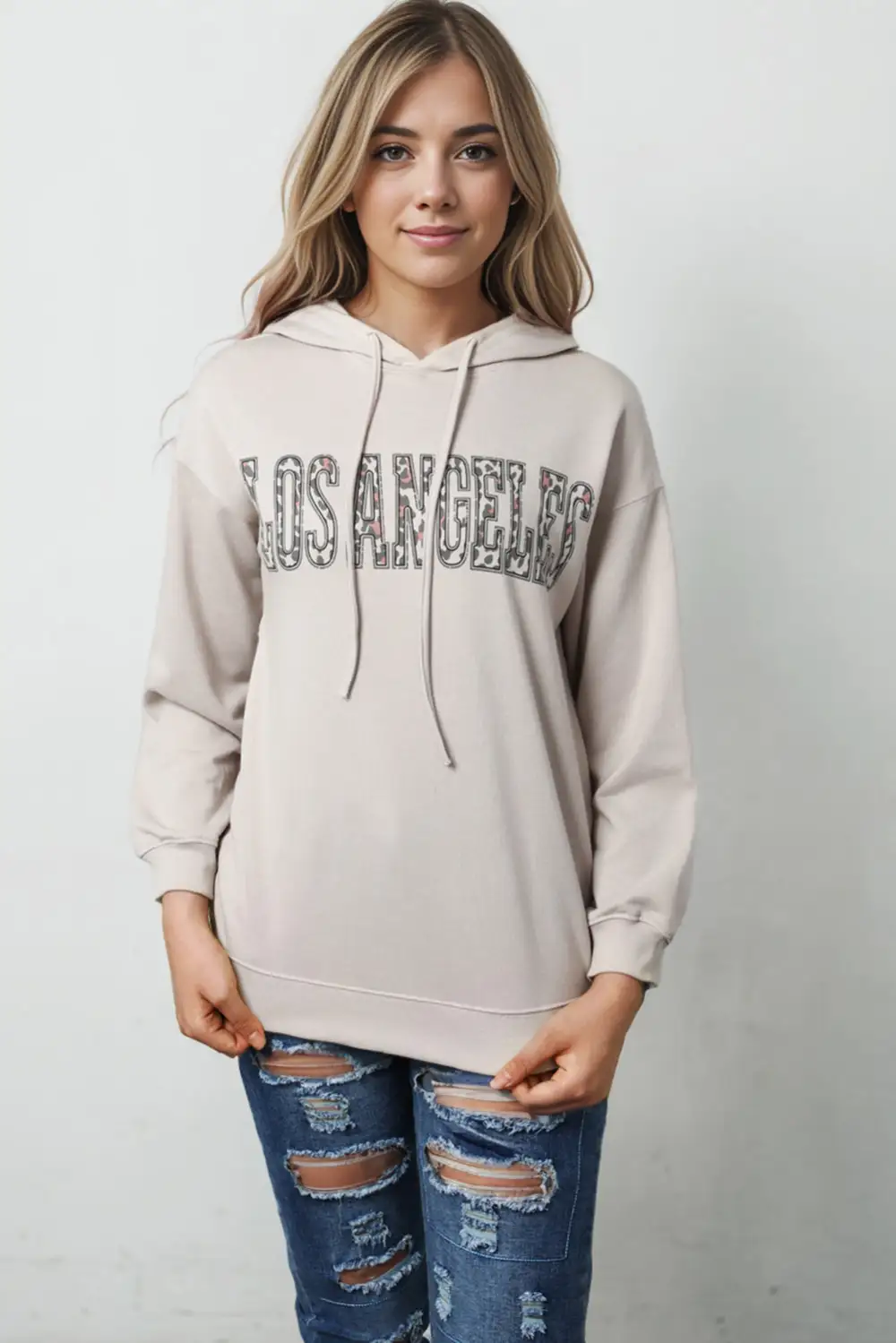 Leopard Letter Graphic Hooded Top