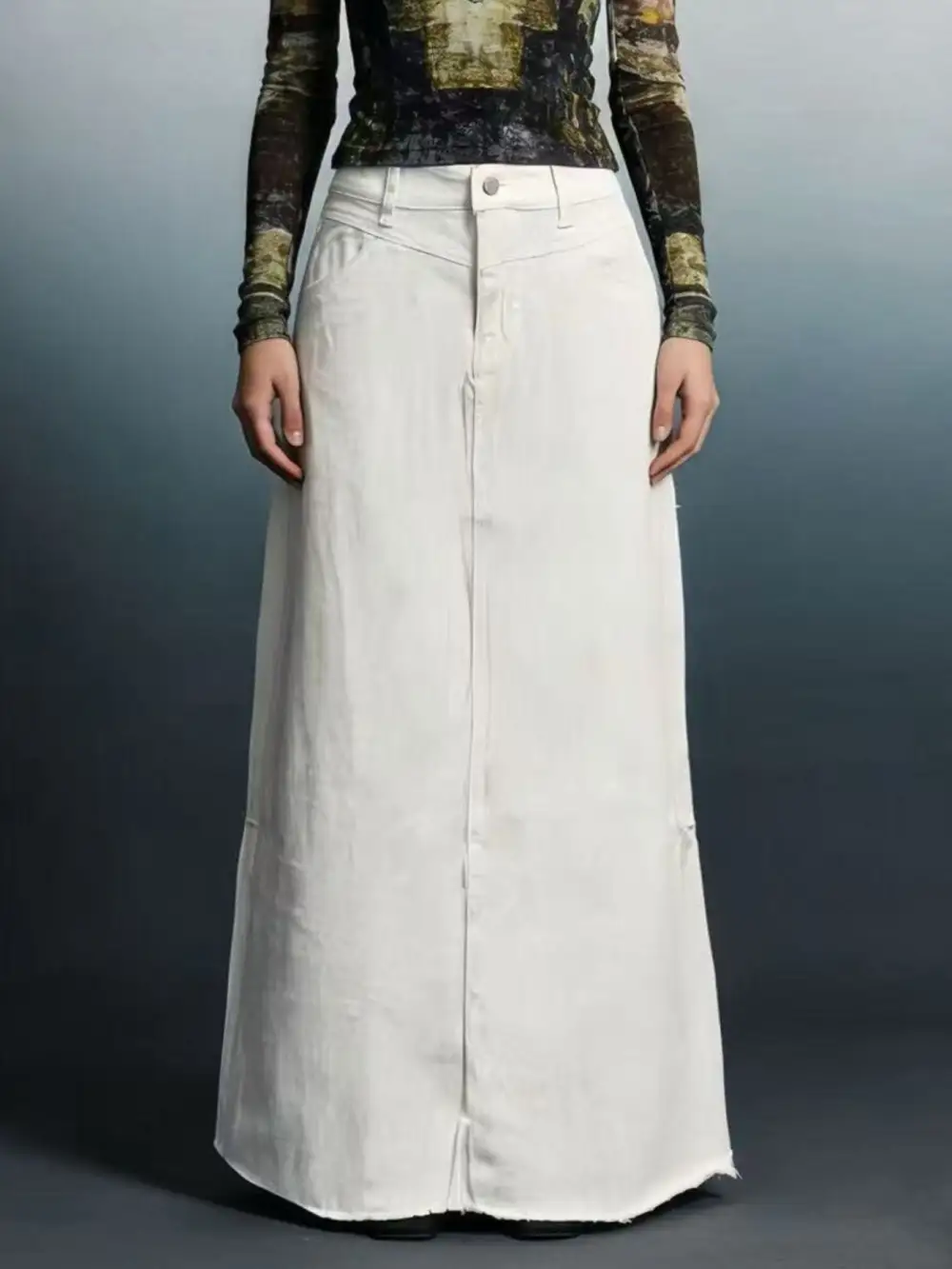 Raw Hem Maxi Skirt