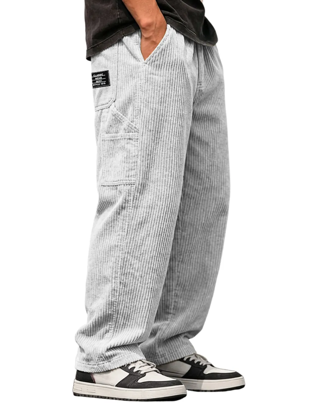 Layered Corduroy Utility Pocket Pants