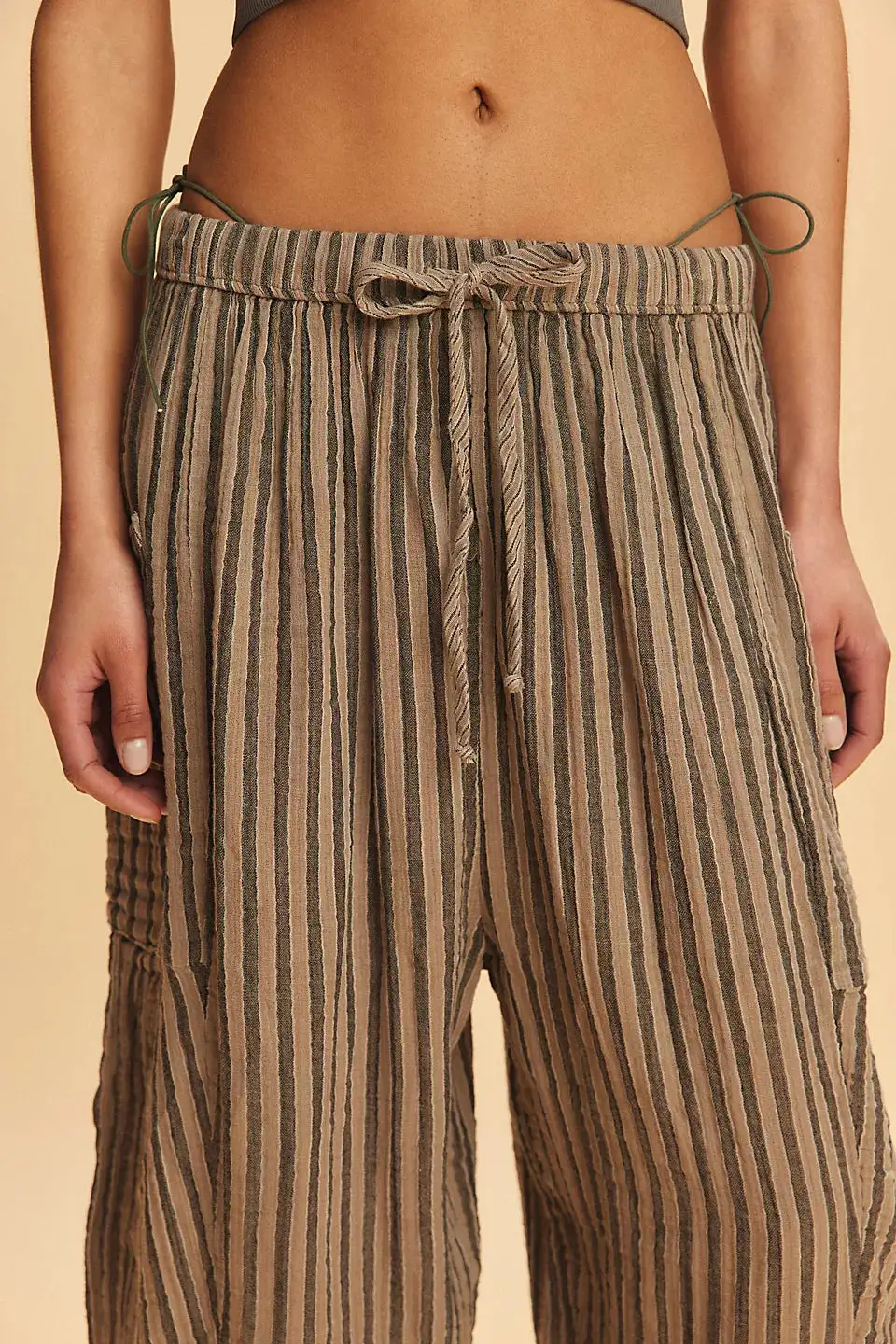 Striped Elastic Waist Pants