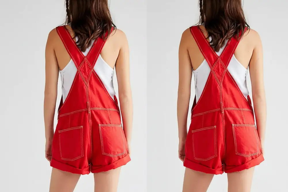 Scarlet Wide Strap Denim Overall Shorts
