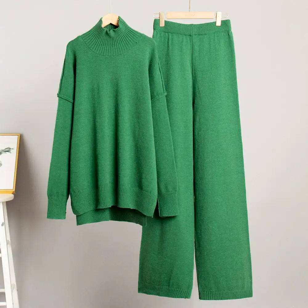 High Neck Sweater Pants Set