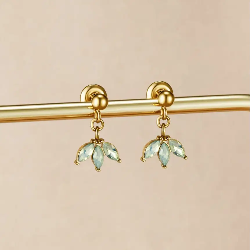 Stainless Steel Marquise Petal Drop Earrings
