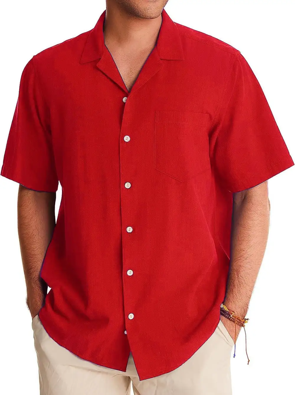 Short Sleeve Open Collar Pocket Shirt