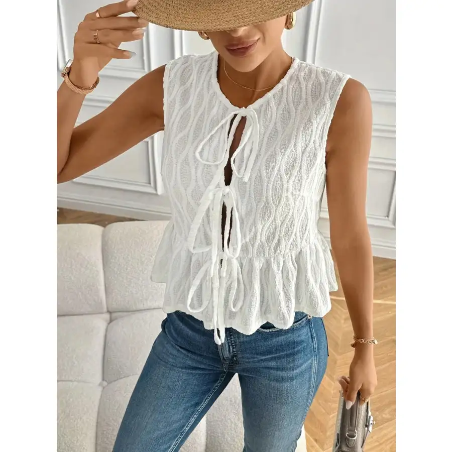 Tied Front Round Neck Tank