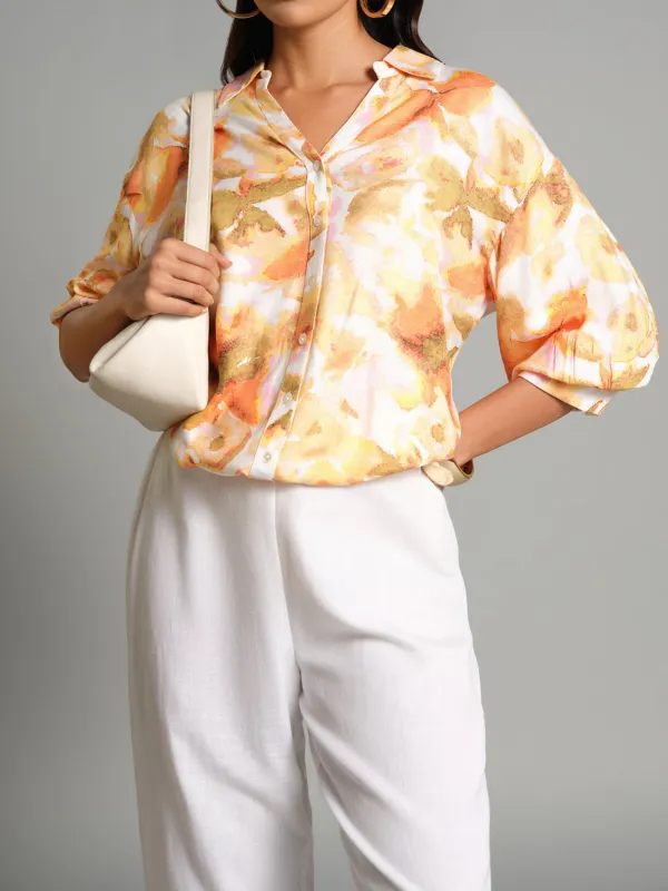 Casual Style Orange Shirt