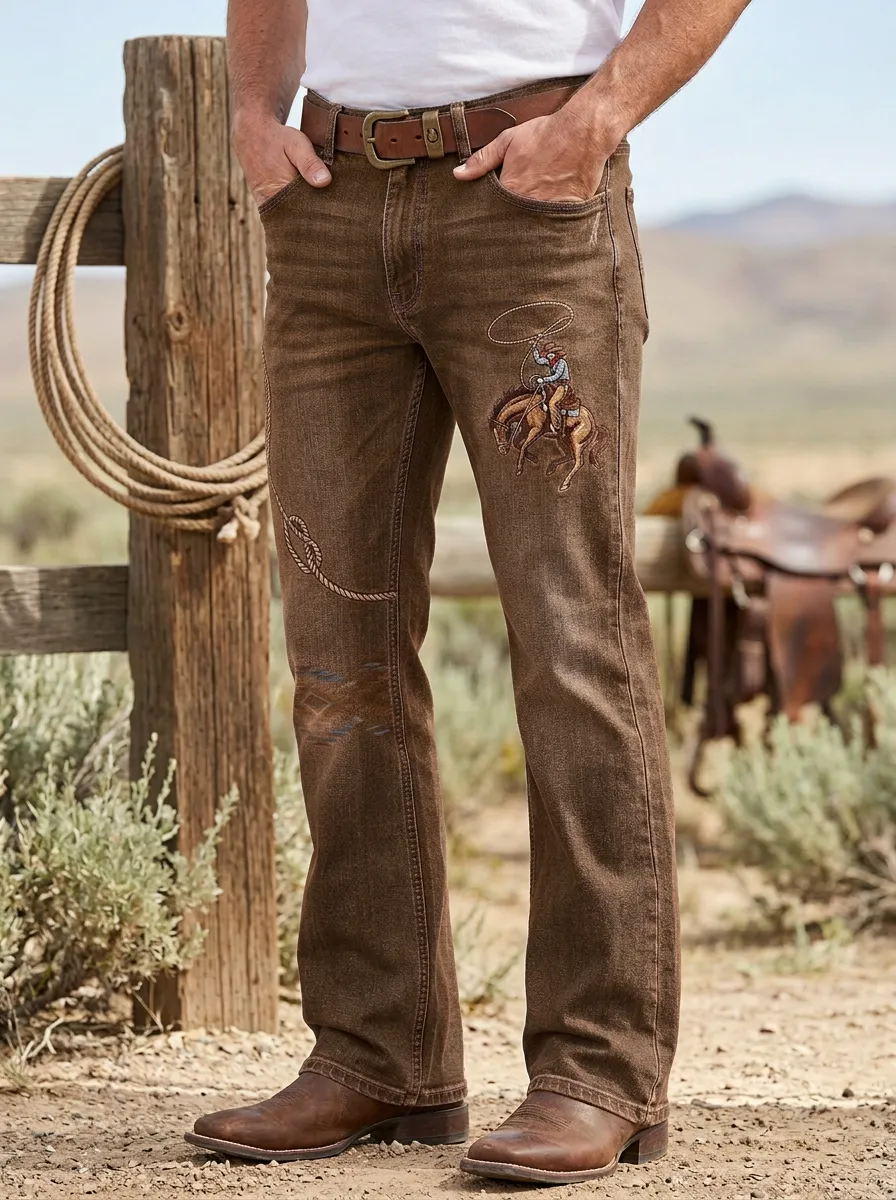 Men's Western Cowboy Lasso Jeans