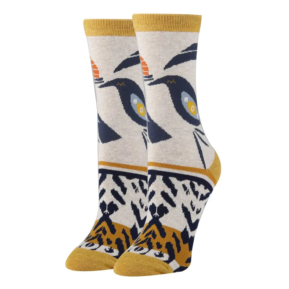 Cotton Blend Nature Motif Crew Socks