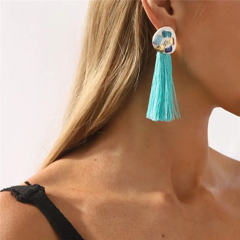 Vintage Floral Fringe Drop Earrings