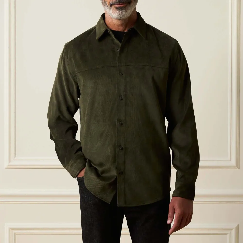 Men's Classic Regular Fit Corduroy Crewneck Shirt