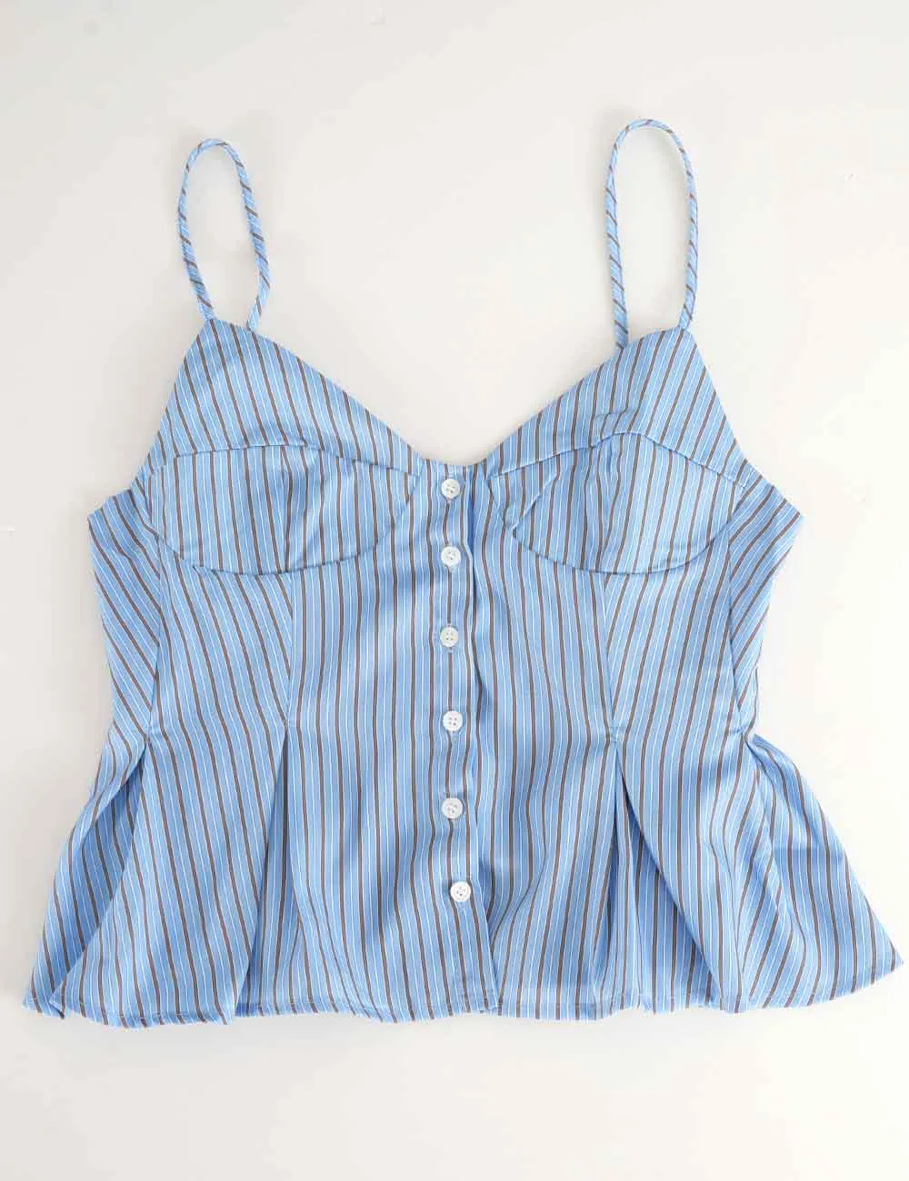 Chic Spaghetti Strap Button Front Peplum Cami Top