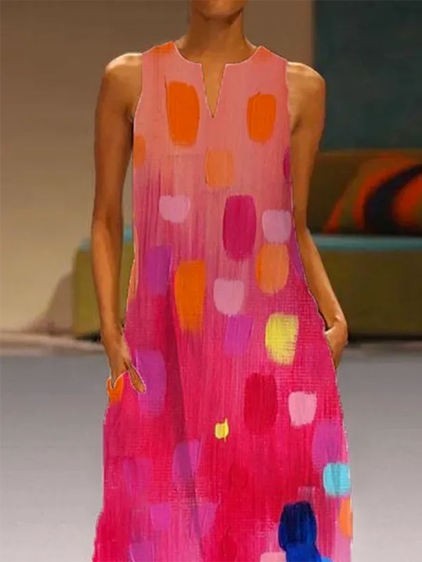 Printed Sleeveless Neck Maxi Dress