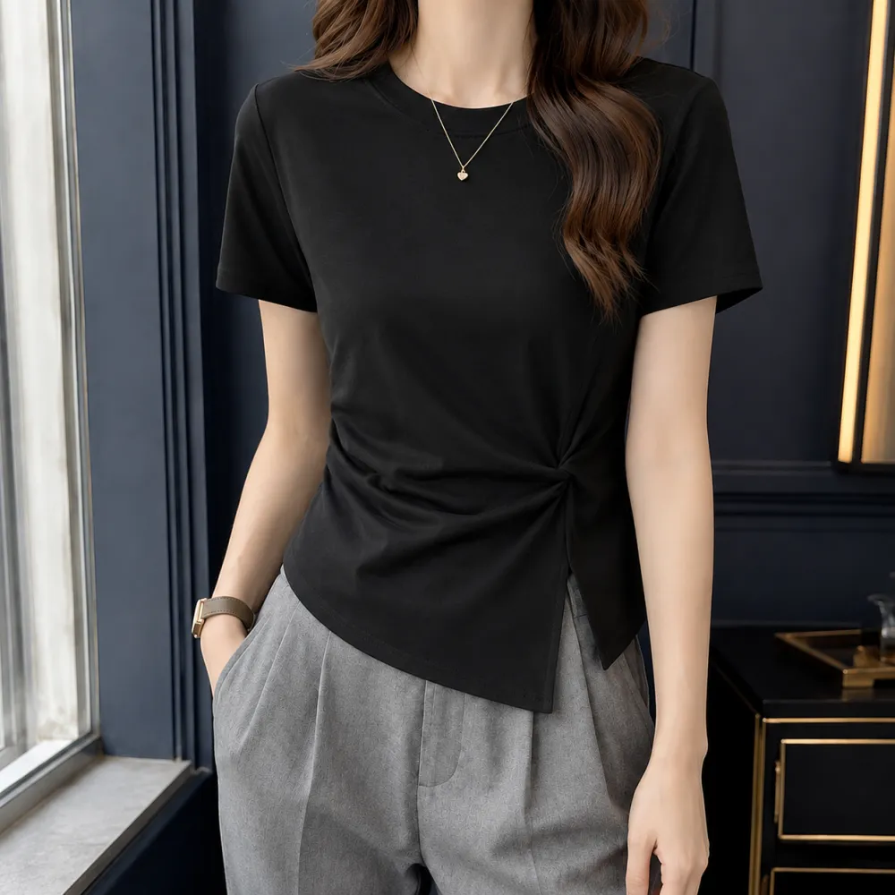 Side-Twist Crew-Neck Top