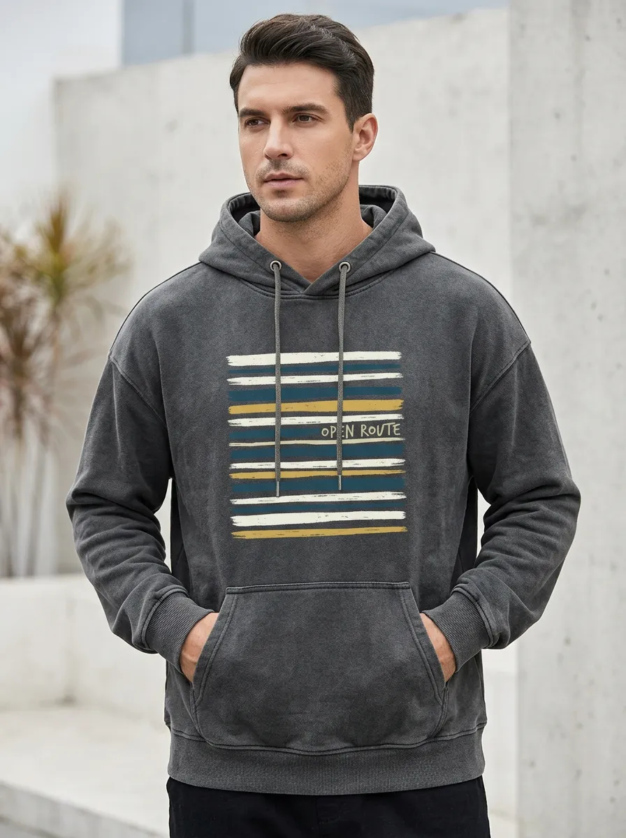 Men's Adventure Striped Print Hoodie