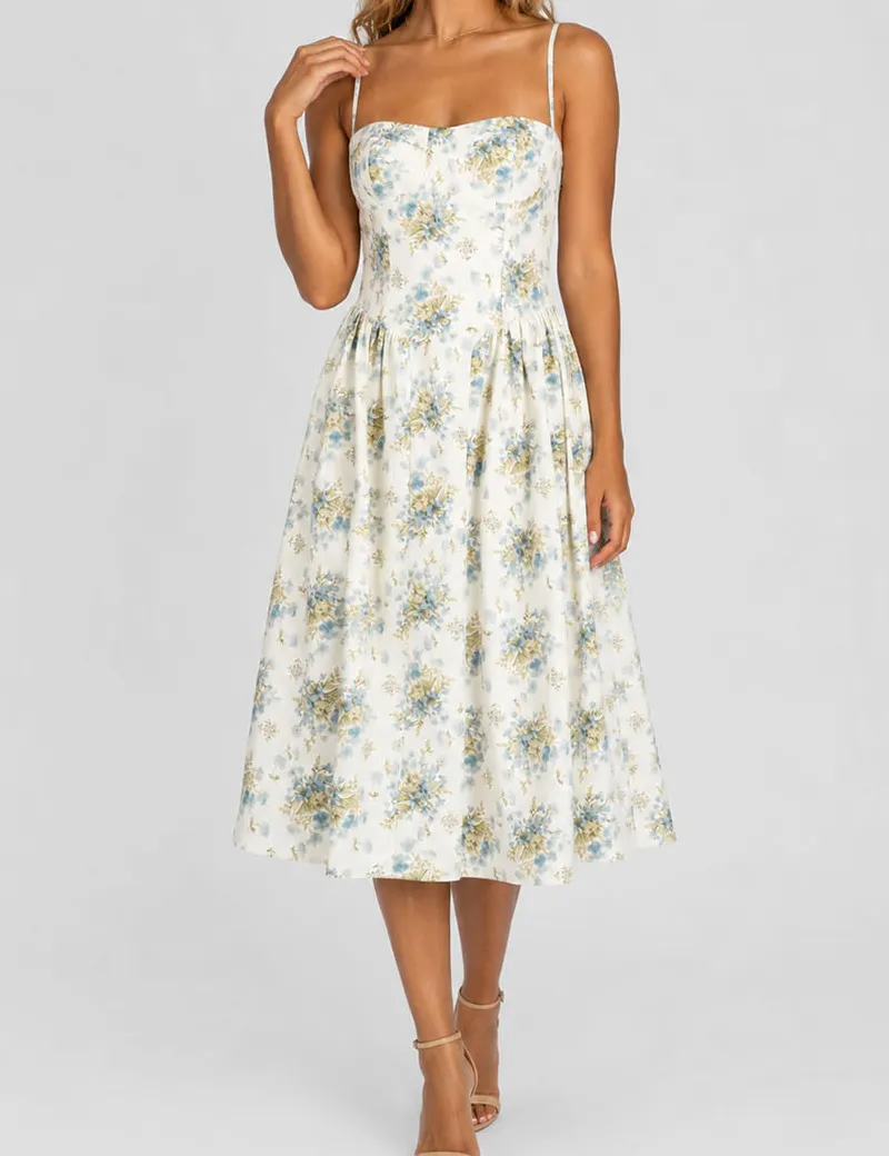 Corset Spaghetti Strap Midi Dress