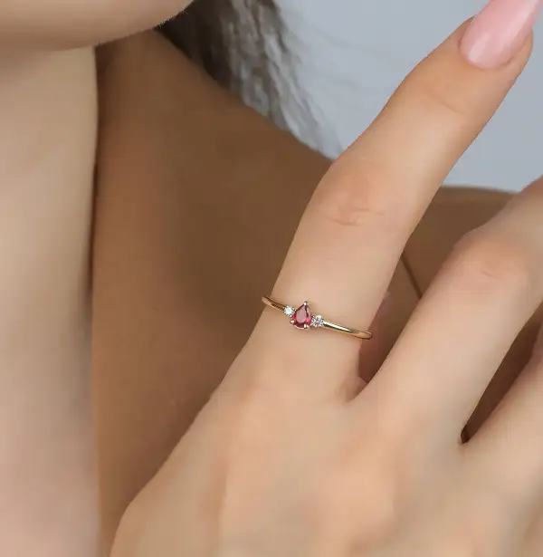 Pear Shaped Ruby and Diamond Ring