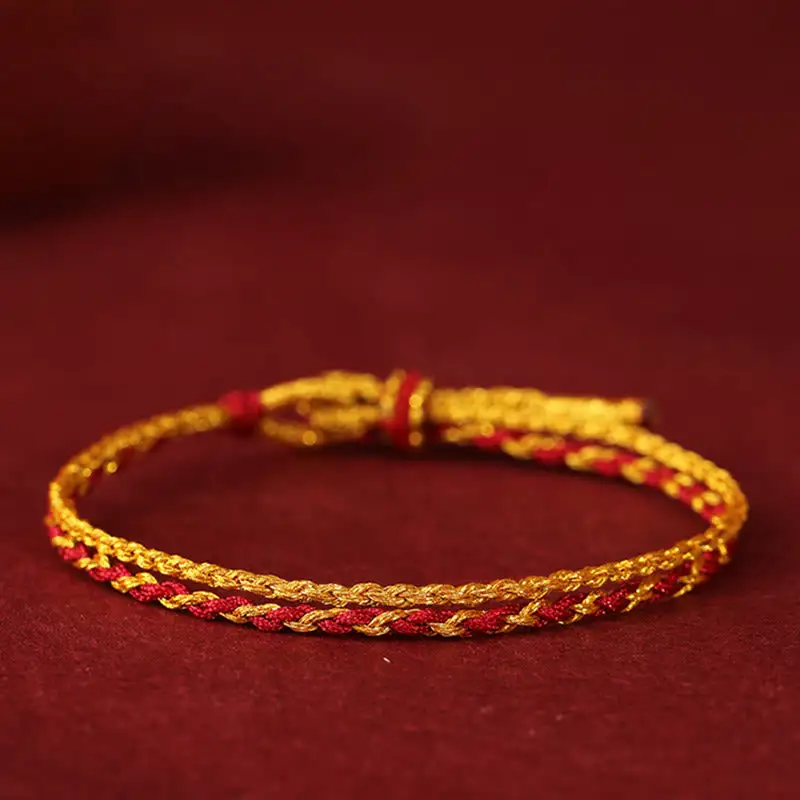 Beads Copper Coin Double Wrap String Connection Bracelet
