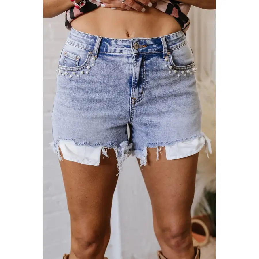 Utility Raw Hem Pocketed Denim Shorts