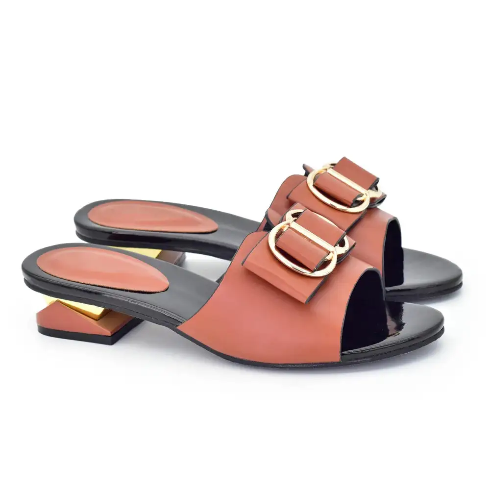 Round Toe Slingback Slip On Block Heel Slides