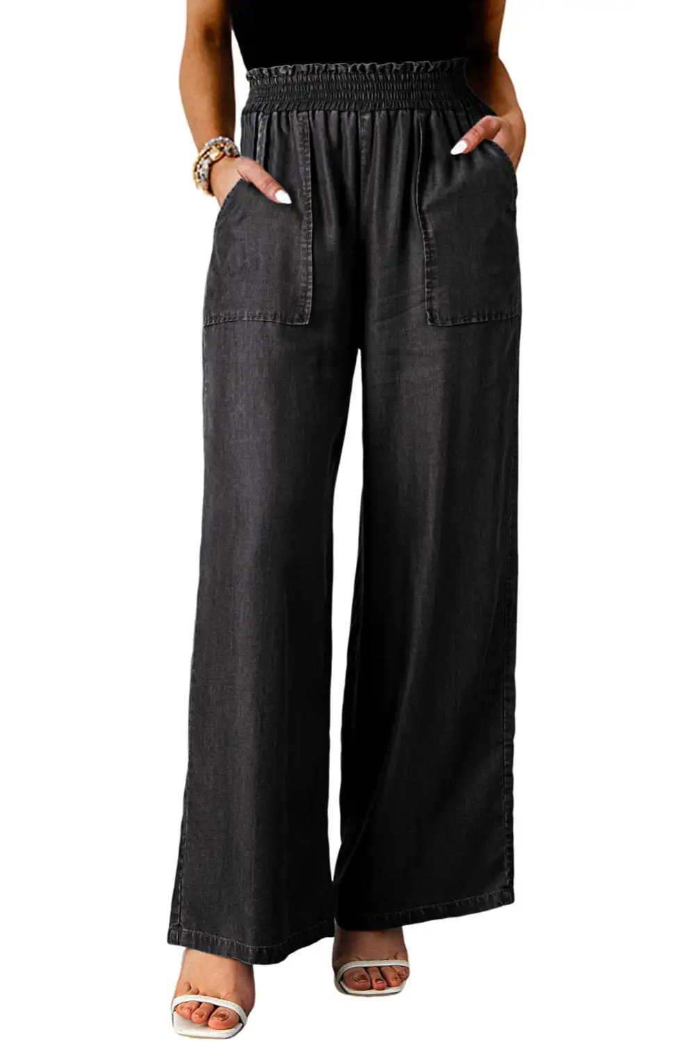 Relaxed High Waist Relaxed Fit Wide Leg Pocketed Casual Jeans