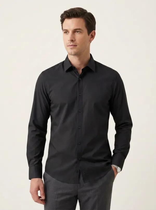 Men's Non-Iron Cotton Light Blue Solid Long Sleeve Shirt