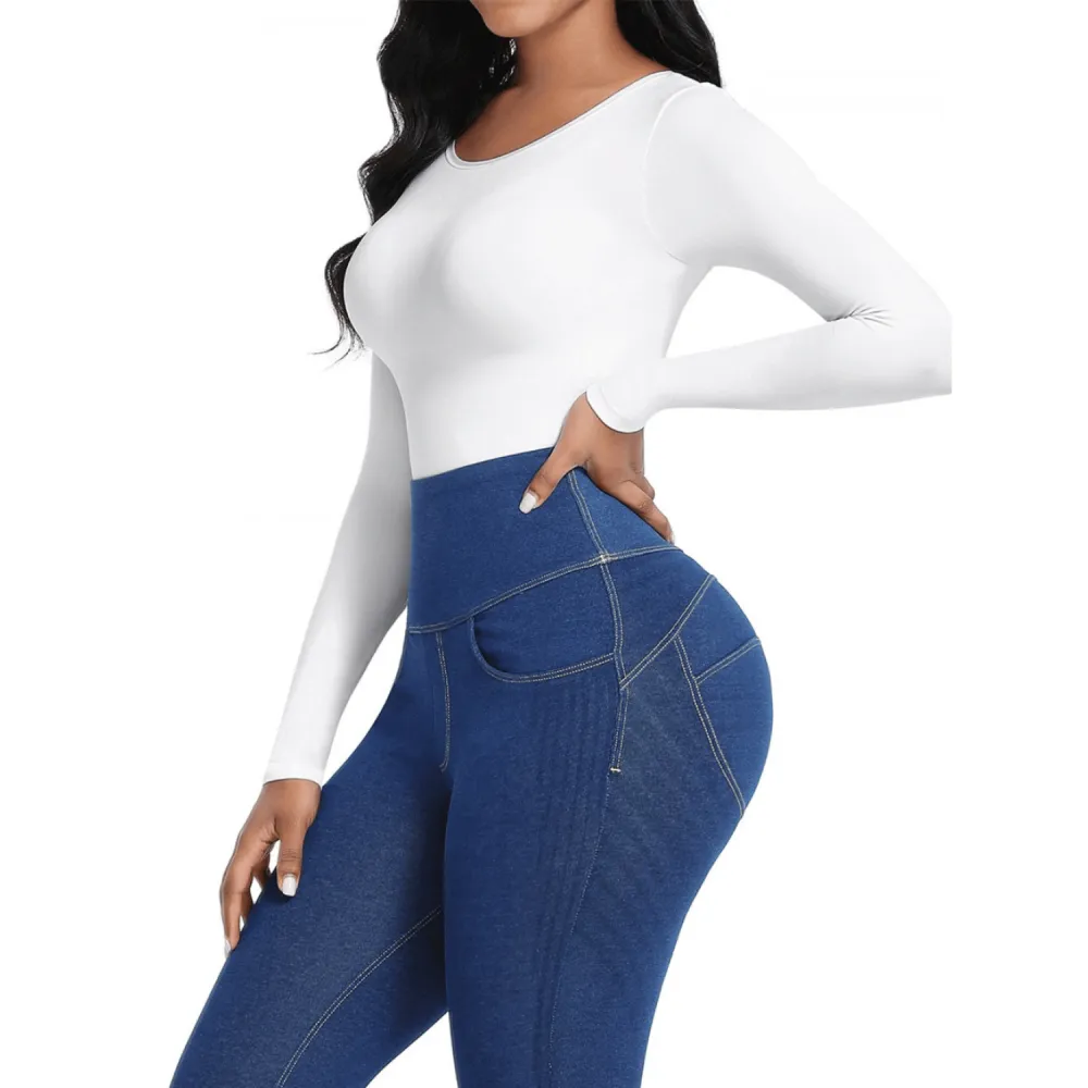 Round Neck Long Sleeve Shaping Bodysuit
