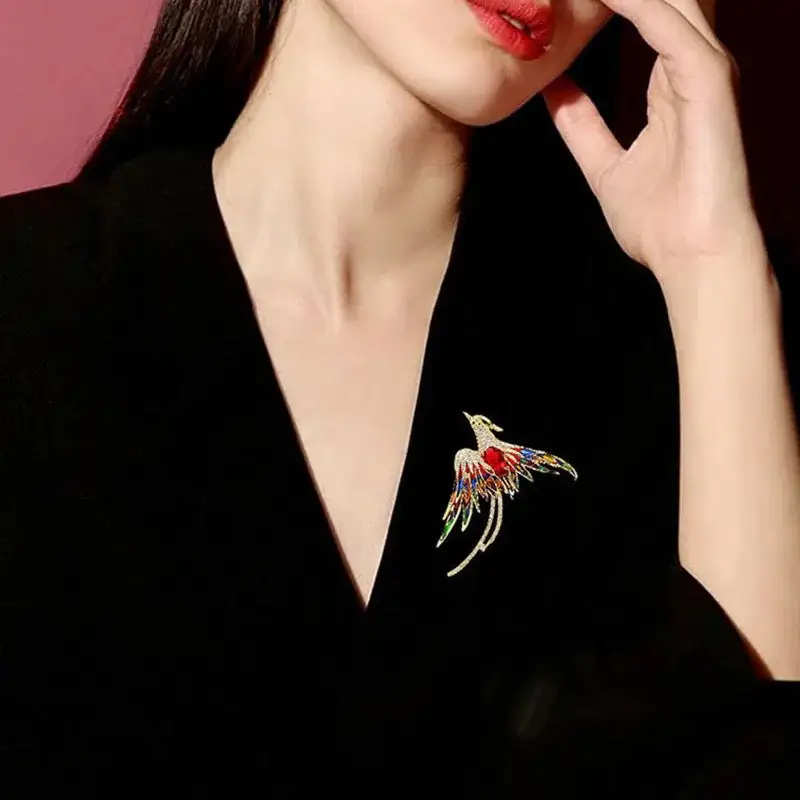 Phoenix Tail Rhinestone Brooch