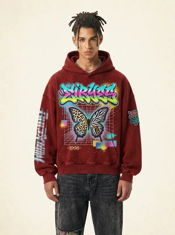 Men's Streetwear Graffiti Leopard Zebra Hoodie