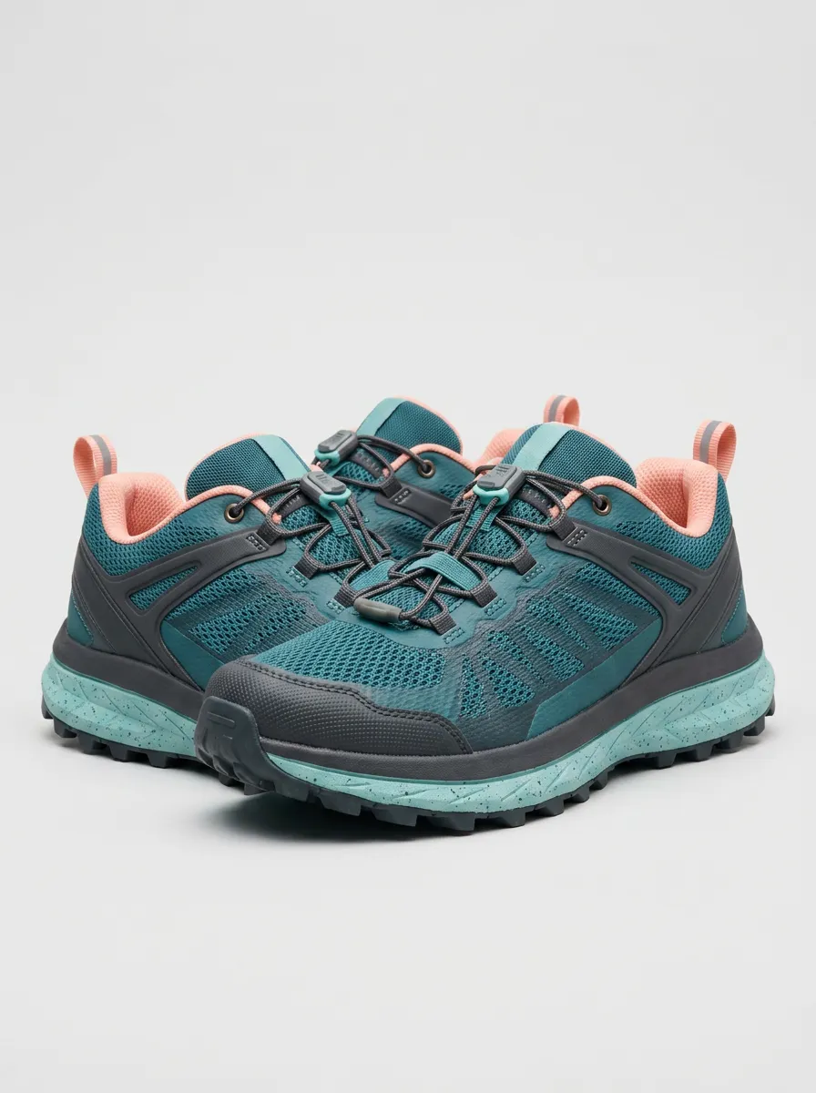 Women's Outdoor Hiking Teal Peach Speckled Printed Sneakers