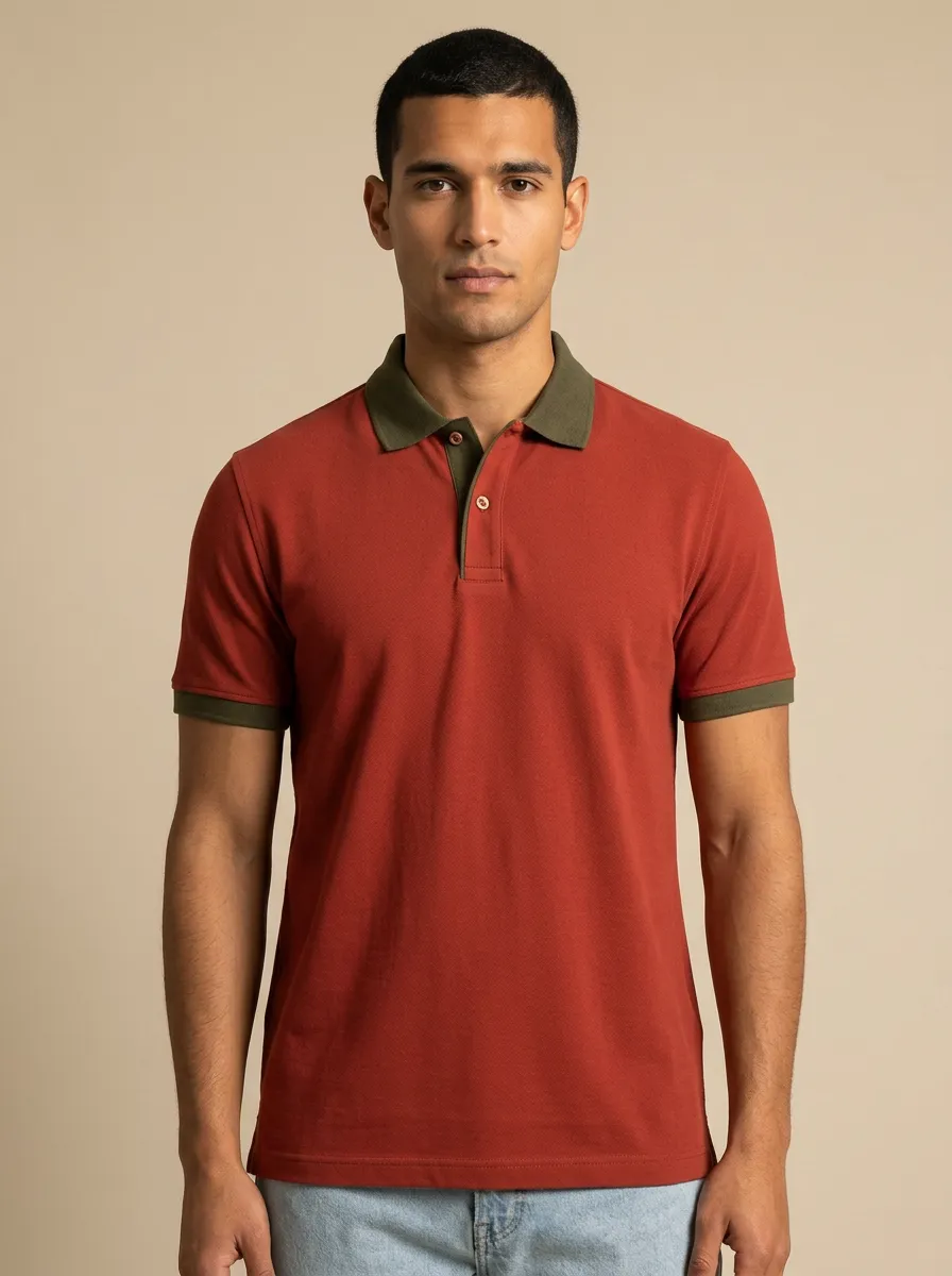 Casual Contrast-Collar Men's Polo Shirt