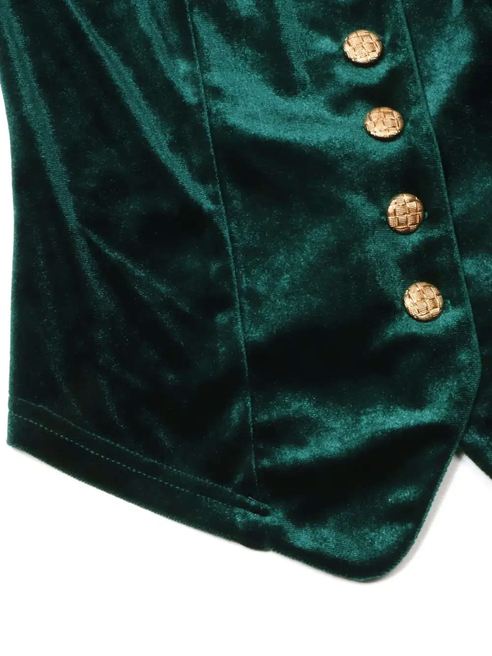 Velvet Lace Trim Button-Down Vest