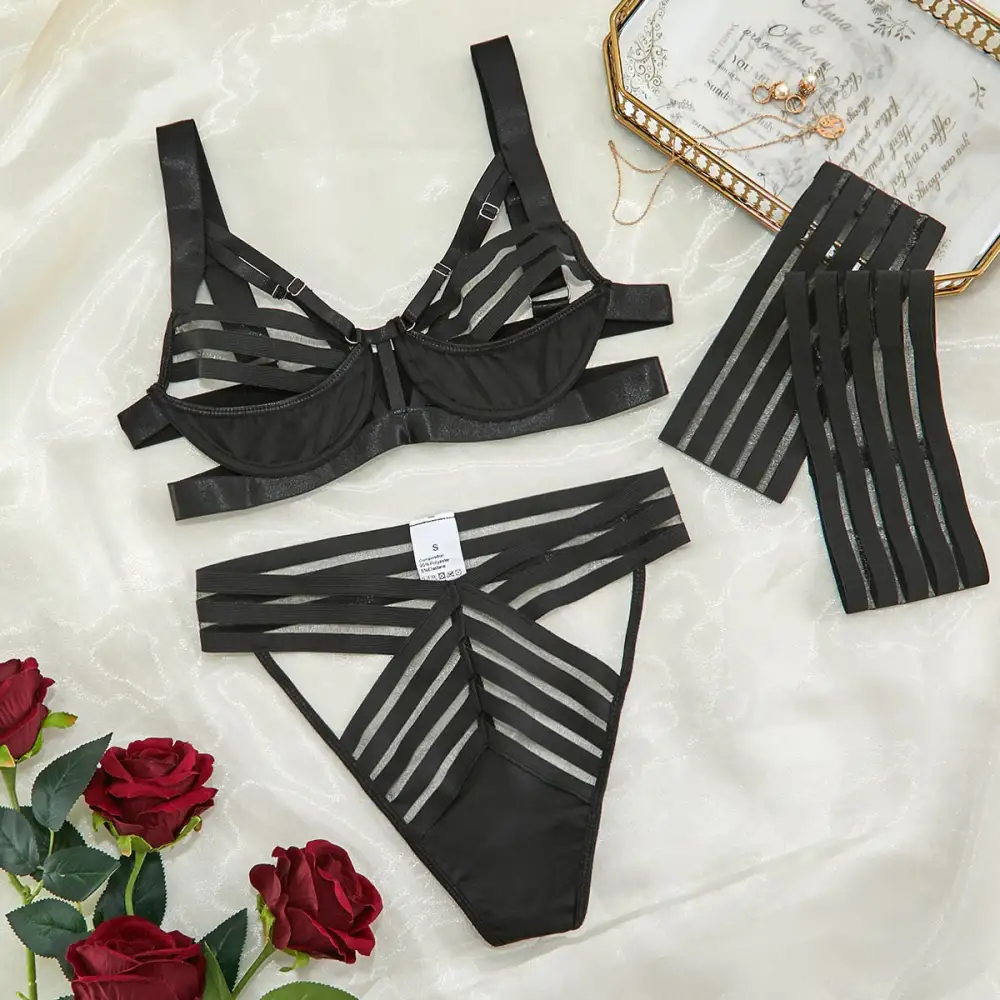 Elastic Strap Garter Lingerie Set