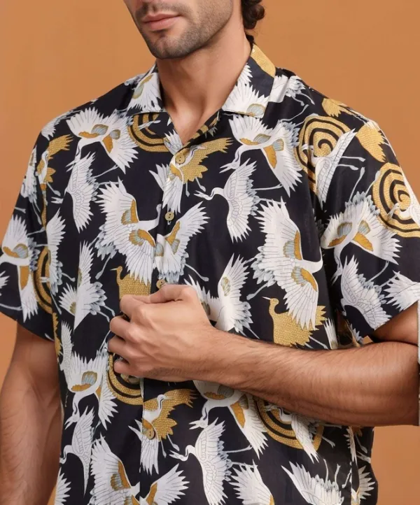 Black Swan Mulmul Cotton Camp Collar Shirt