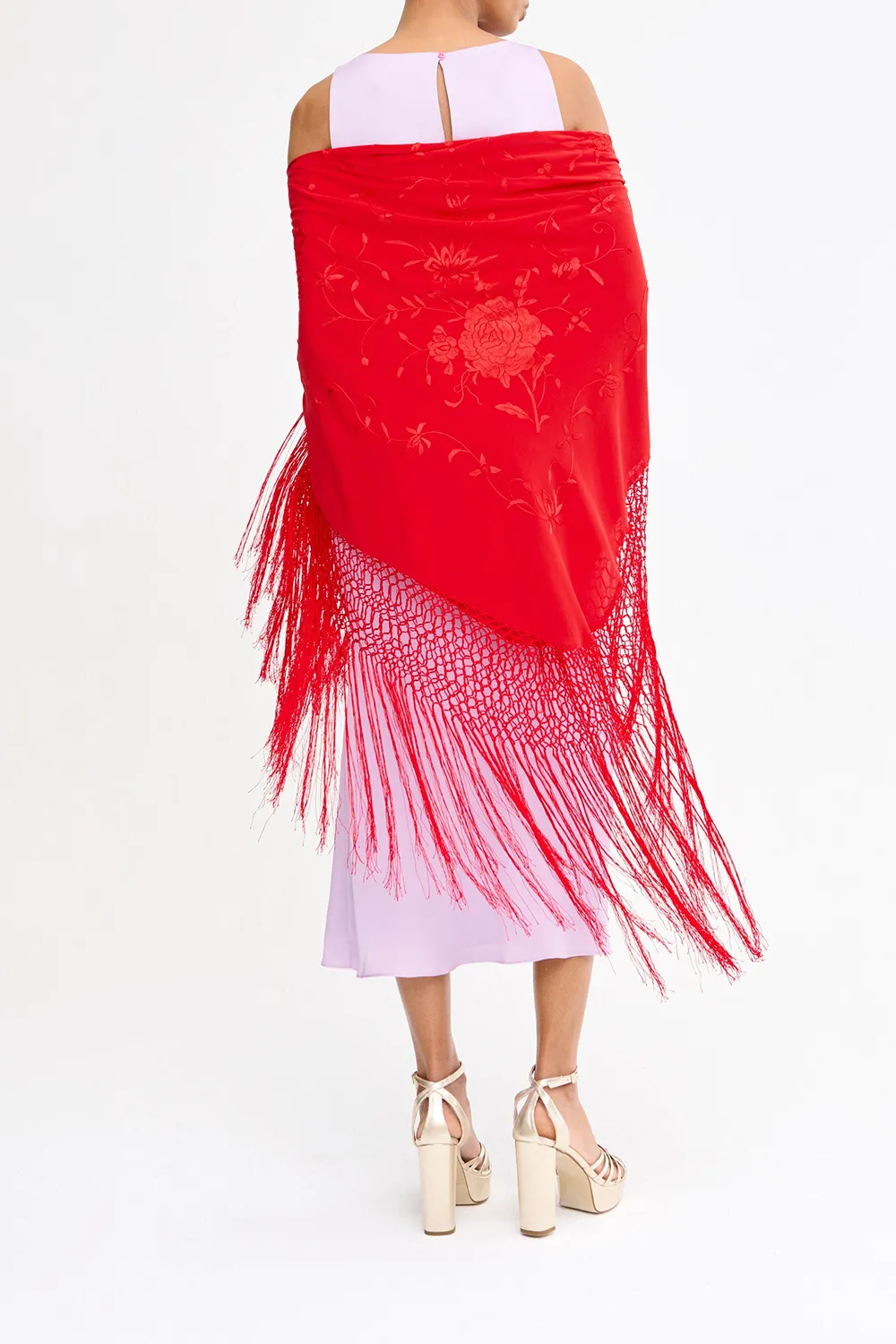 Red Silk Fabric Material Shawl