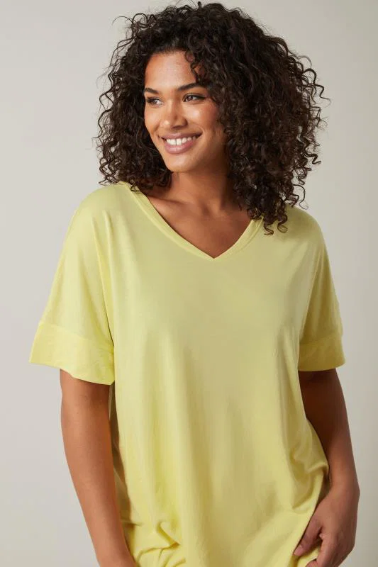 Yellow V-Neck Modal Rich T-Shirt detail 1