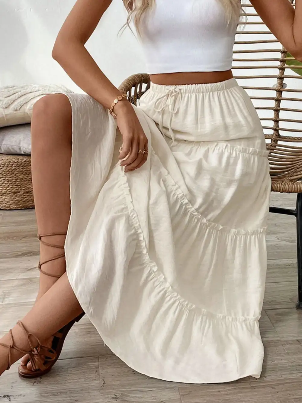 Tiered Drawstring Skirt