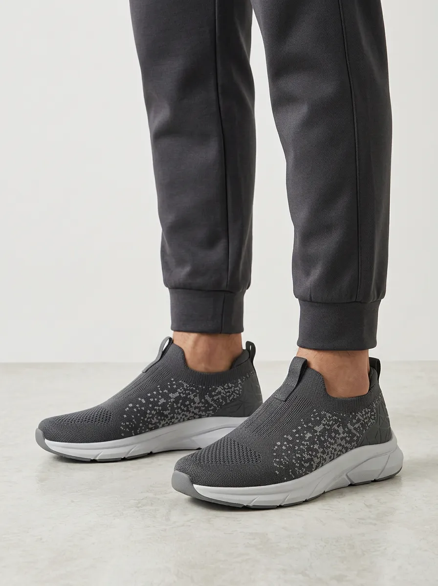 Unisex Geometric Pattern Printed Slip-On Sneakers