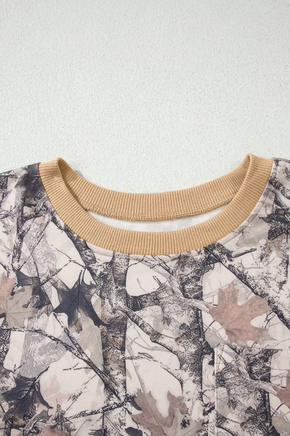 Women's Woodland Camo Print Long Sleeve Top Casual Short Set