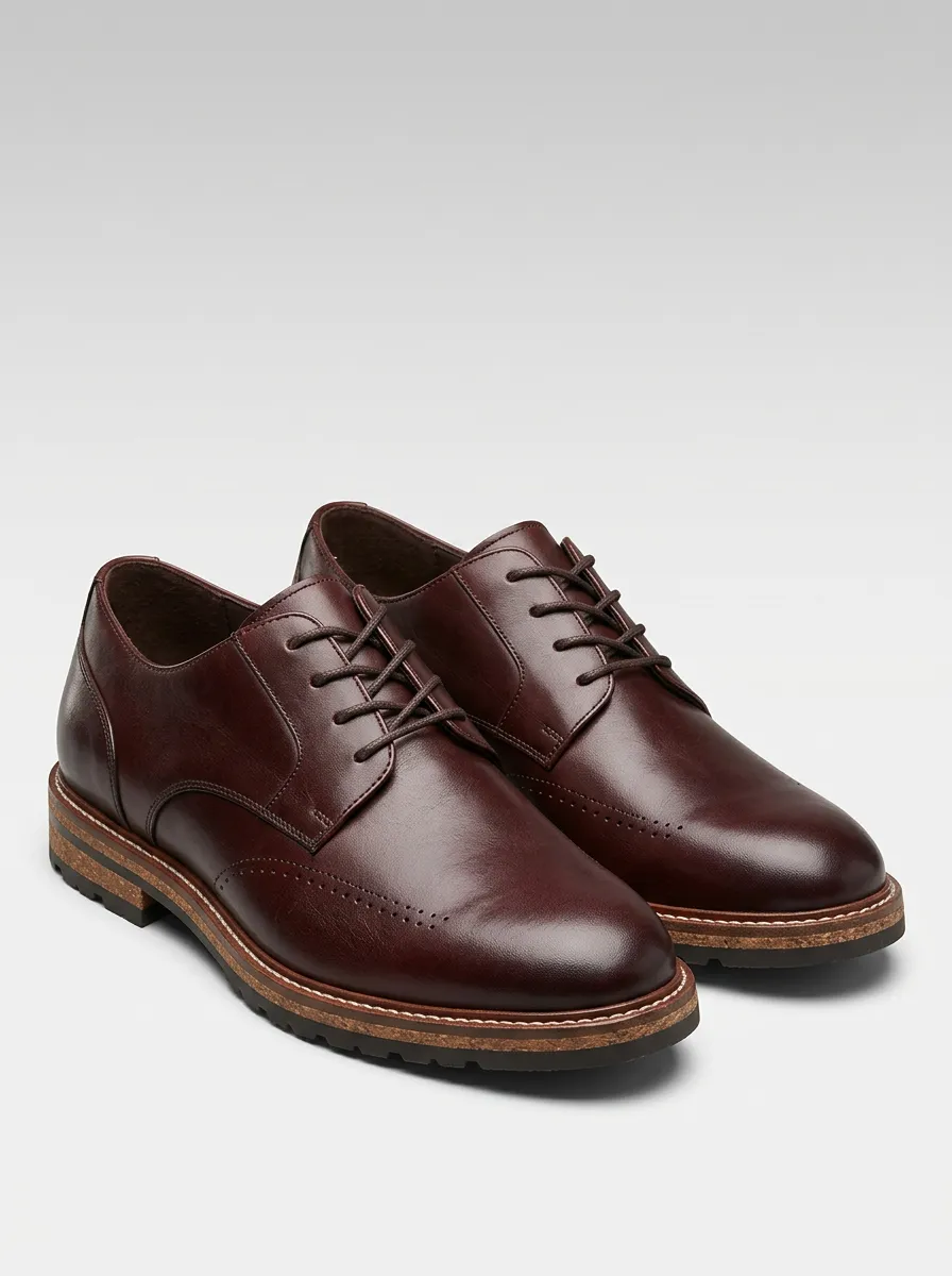 Men's Classic Business Formal Brown Leather Brogue Oxford Shoes