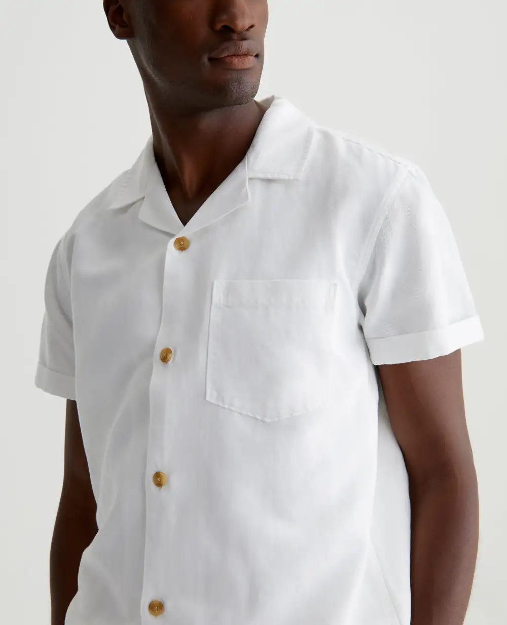 Men's Cotton Linen Blend Camp Collar Shirt