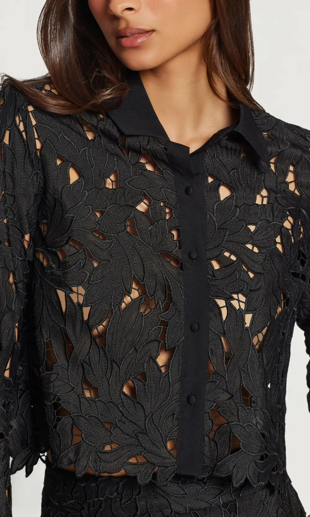 Embroidered Button Front Relaxed Fit Shirt