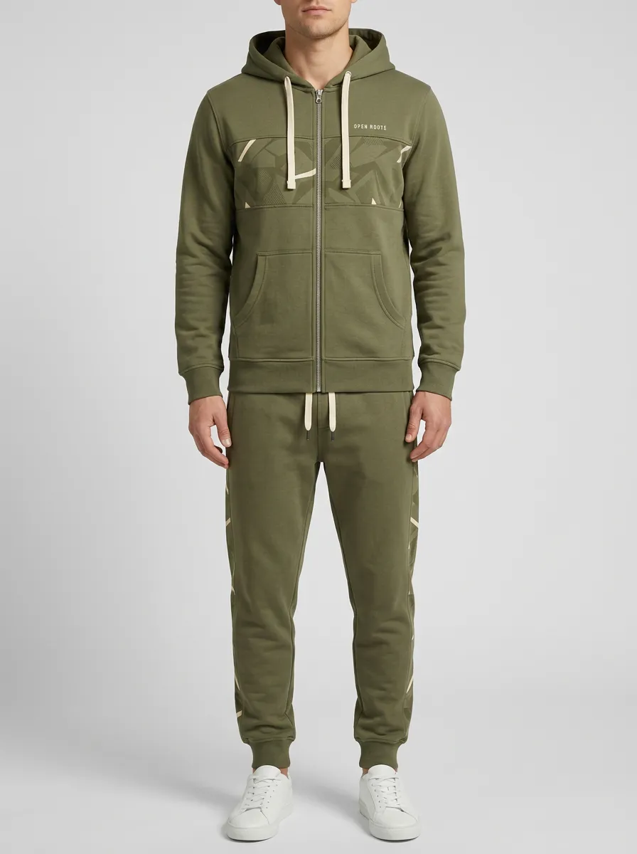 Men's Casual Geometric Pattern Print Jogger Set
