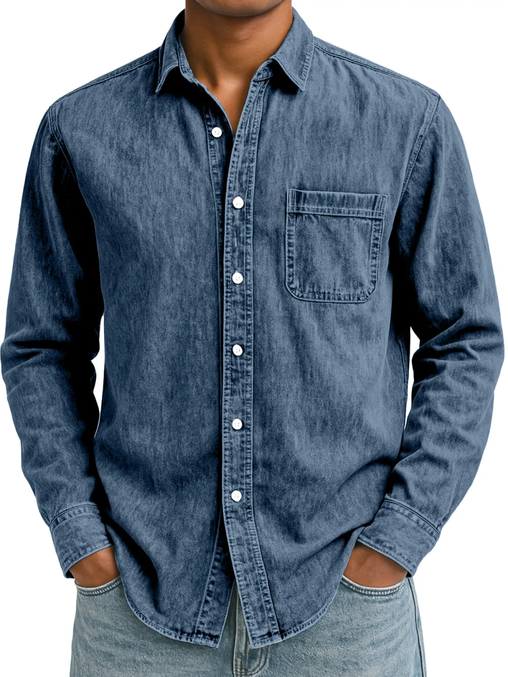 Relaxed Long Sleeve Open Collar Shirt